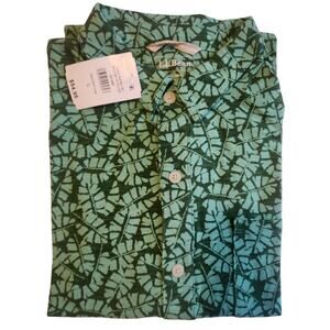 L.L. Bean Stonecoast Performance Short Sleeve Woven Shirt Dark Fern Leaf Sz L